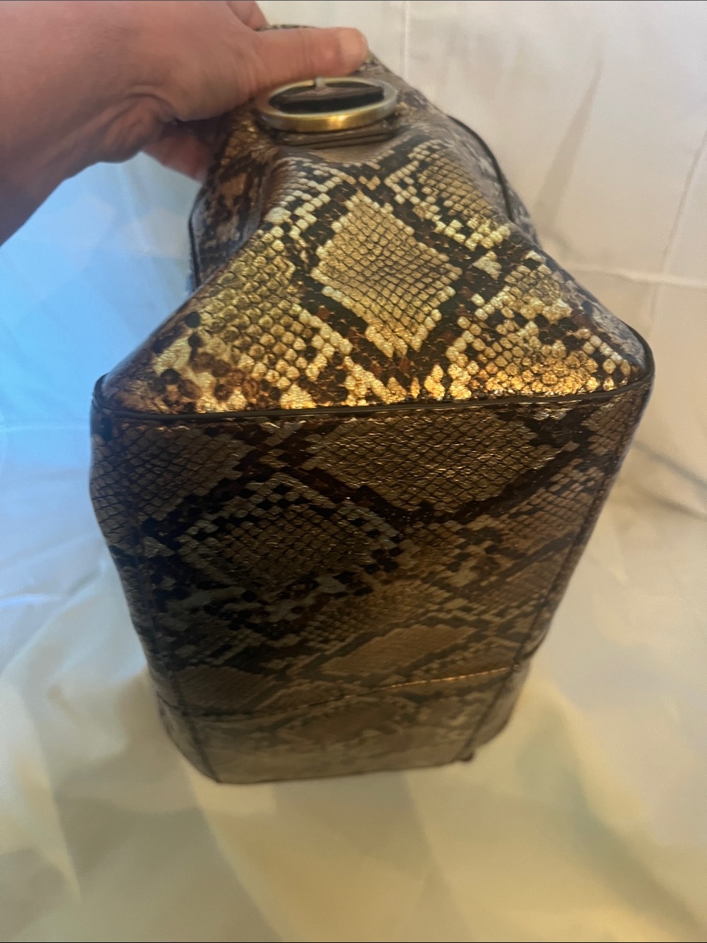 HOBO Gold and Black Snake-Print Hobo Shoulder Bag - Picture 3 of 13